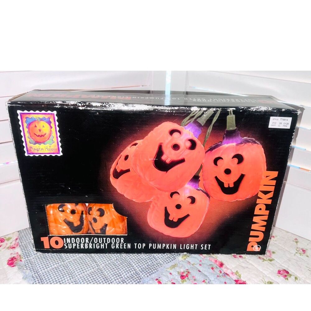 Vintage Halloween Jack O Lantern Pumpkin Blow Mold String Lights
